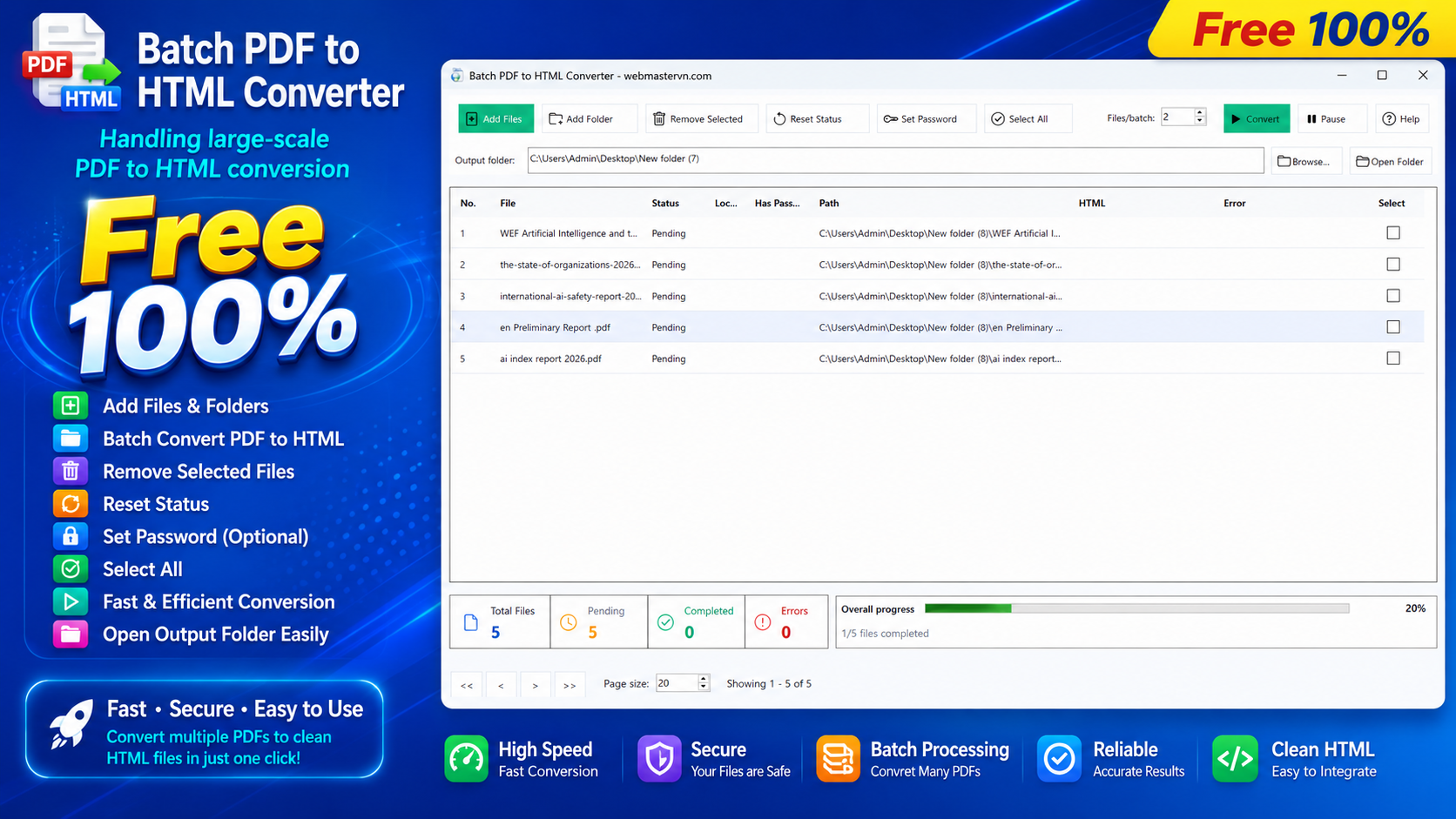 Batch PDF to HTML Converter